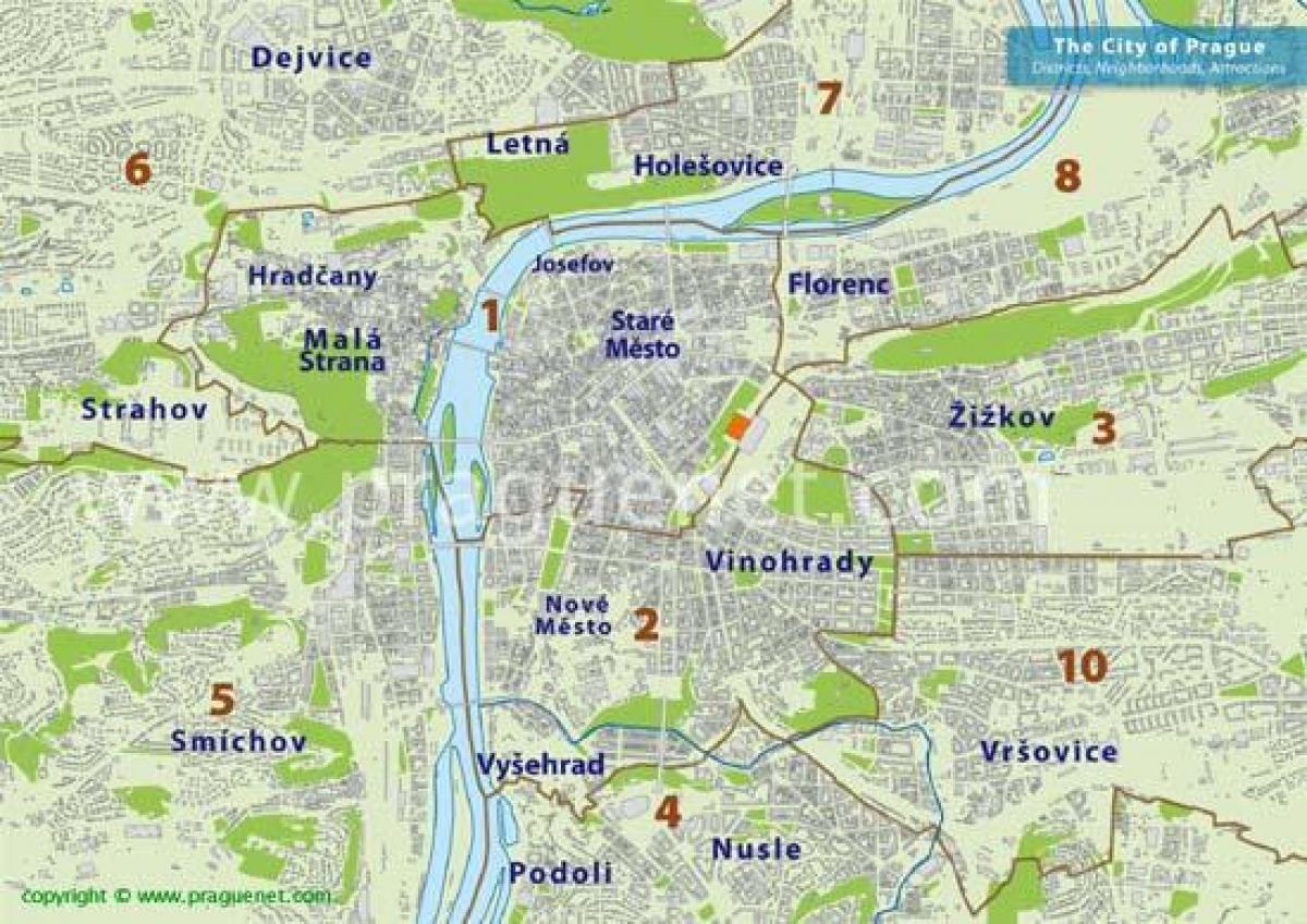 Mapa del distrito de Praga