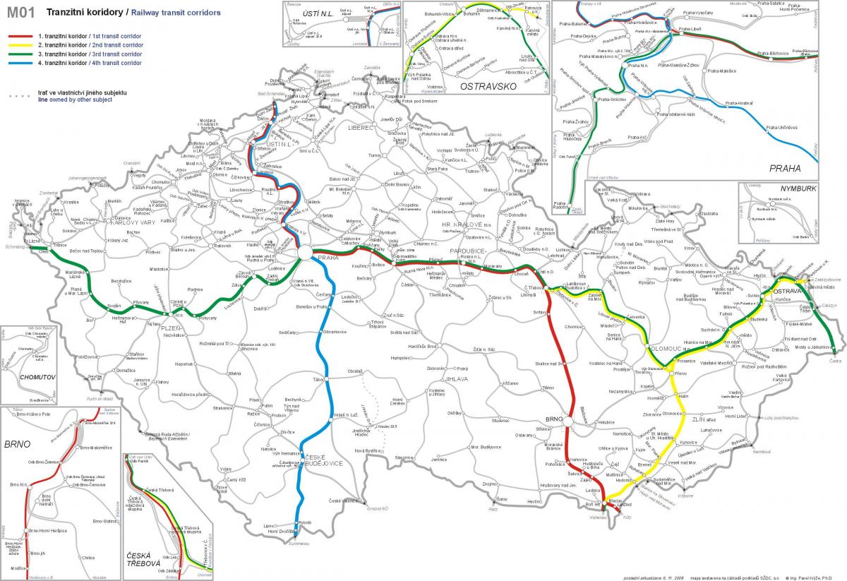 Mapa de las estaciones de ferrocarril de Praga