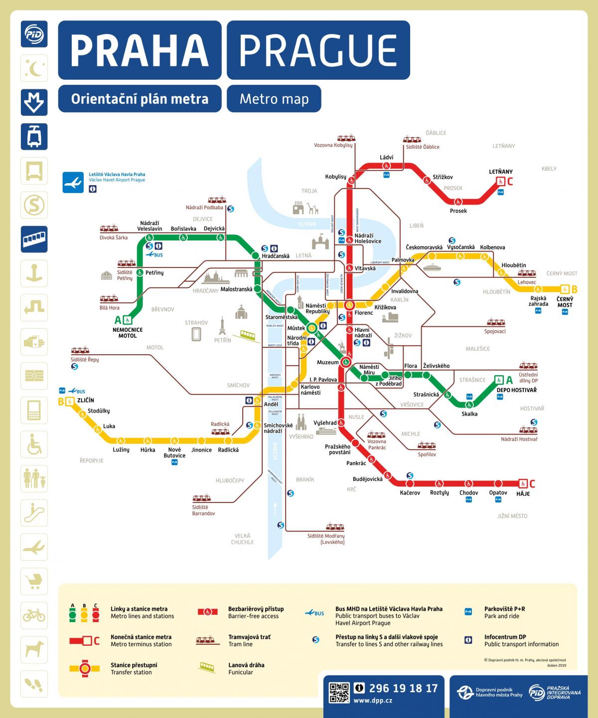 Mapa de las estaciones de metro de Praga
