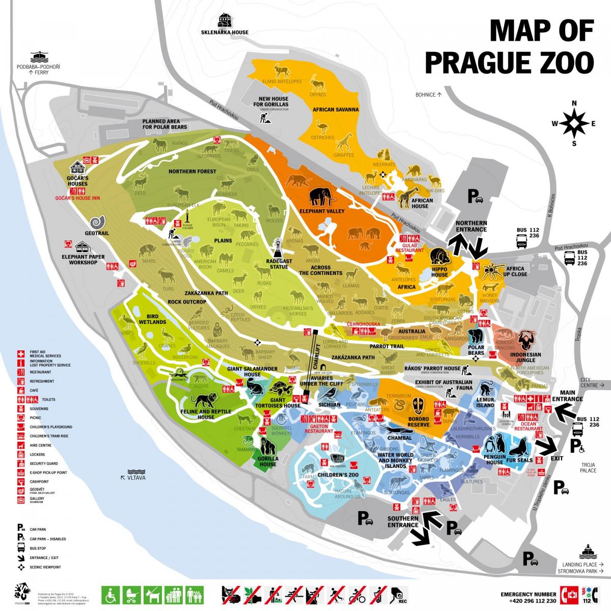 Mapa del parque zoológico de Praga